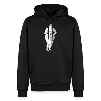 Fitness Abnehmen Männer - Männer Premium Bio Hoodie - Schwarz - Vorne - Nico (187cm)