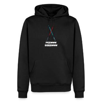 peewww bzeewww drôle de sabre laser conception de mots lumineux - Sweat à capuche Premium bio Homme - noir - Devant - Nico (187cm)