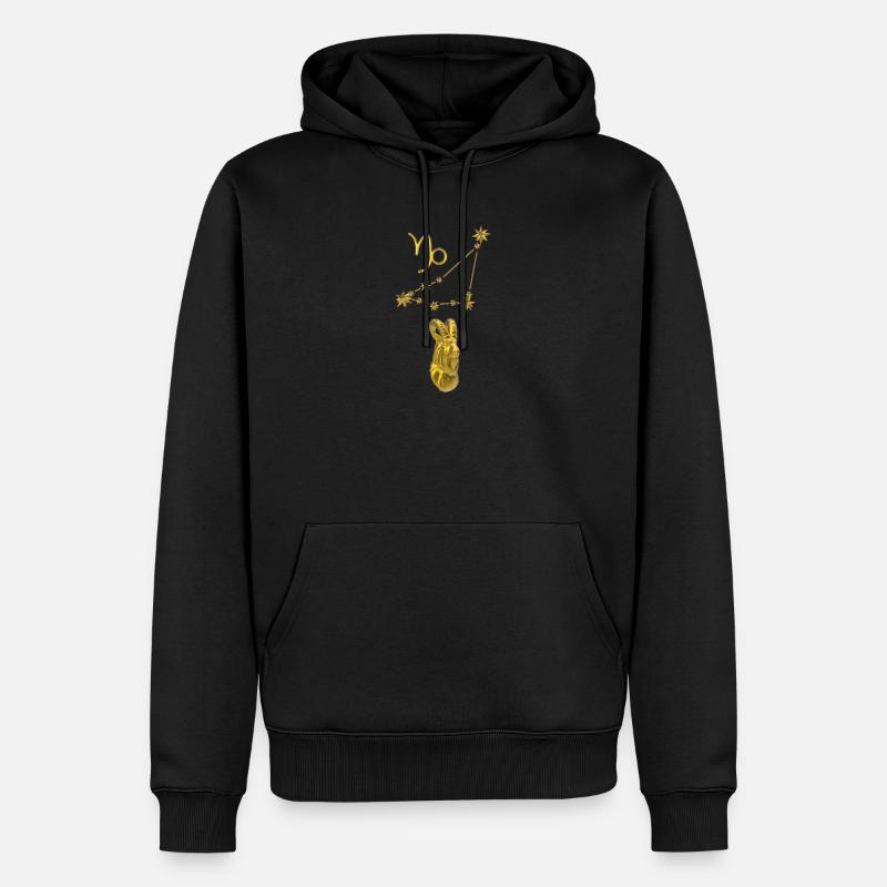 Sternbild Steinbock 3D, gold - Männer Premium Bio Hoodie - Schwarz