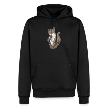 Chant du Chat Chanteur au Microphone - Sweat à capuche Premium bio Homme - noir - Devant - Nico (187cm)