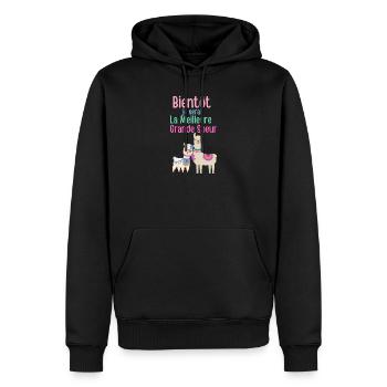 Bald bin ich die beste große Schwester - Männer Premium Bio Hoodie - Schwarz - Vorne - Nico (187cm)