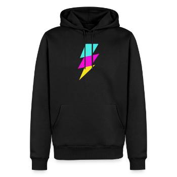 Rayon abstrait aux couleurs néon - Sweat à capuche Premium bio Homme - noir - Devant - Nico (187cm)