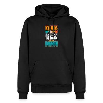 Camper Camping Caravane Dicton - Sweat à capuche Premium bio Homme - noir - Devant - Nico (187cm)