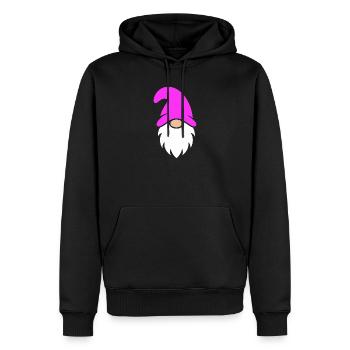 Gnome de Noël au chapeau rose - Sweat à capuche Premium bio Homme - noir - Devant - Nico (187cm)