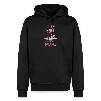 Trouver le bon équilibre Yoga de motivation flamant rose - Sweat à capuche Premium bio Homme - noir - Devant - Nico (187cm)