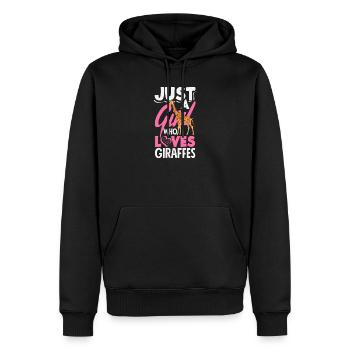 Juste une fille qui aime les girafes - Sweat à capuche Premium bio Homme - noir - Devant - Nico (187cm)