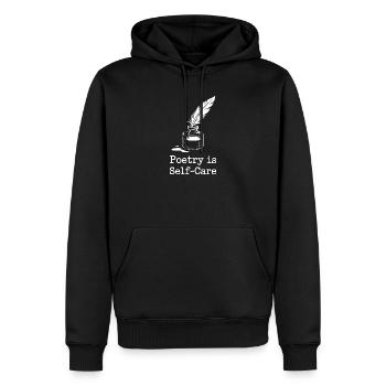 La poésie à la plume et à l’encre est un soin de soi - Sweat à capuche Premium bio Homme - noir - Devant - Nico (187cm)