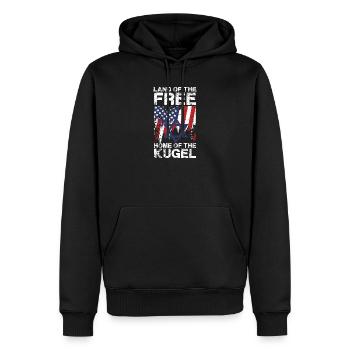  Land Of The Free Home Of The Kugel Design Mit - Männer Premium Bio Hoodie - Schwarz - Vorne - Nico (187cm)