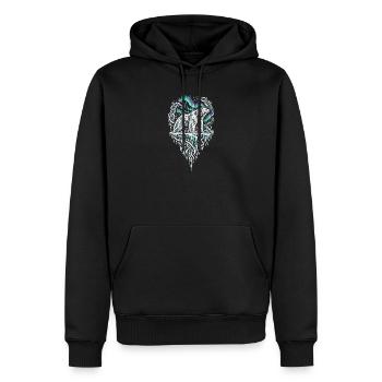 Der Eisbär unter dem Nordlicht - Männer Premium Bio Hoodie - Schwarz - Vorne - Nico (187cm)