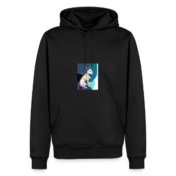 White Rabbit - Männer Premium Bio Hoodie - Schwarz - Vorne - Nico (187cm)