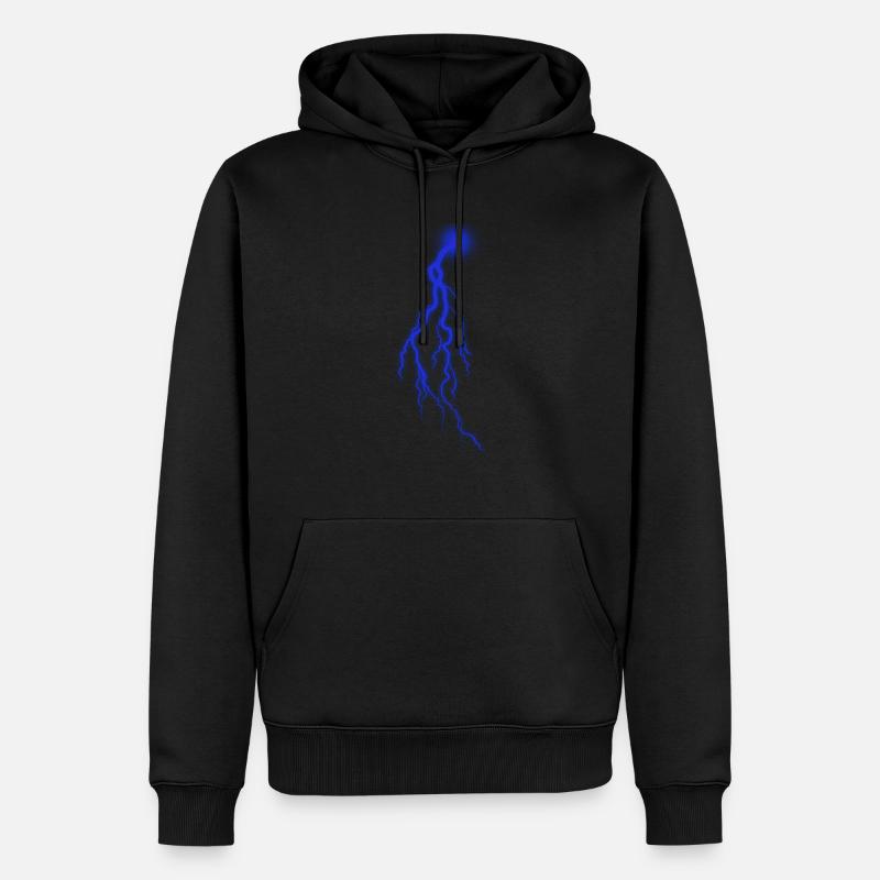 Blauer Blitz - Männer Premium Bio Hoodie - Schwarz
