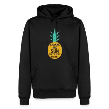Ananas Und Sonne Deshalb Bin Ich Hier - Ananas - Männer Premium Bio Hoodie - Schwarz - Vorne - Nico (187cm)