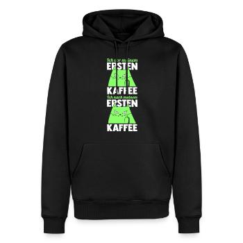 Chat avant mon premier café - Sweat à capuche Premium bio Homme - noir - Devant - Nico (187cm)