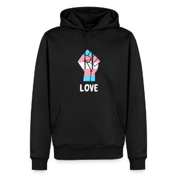 Liebe Trans Pride Faust Design für Equality - Männer Premium Bio Hoodie - Schwarz - Vorne - Nico (187cm)