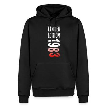 LIMITED EDITION 1983 - Sweat à capuche Premium bio Homme - noir - Devant - Nico (187cm)