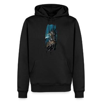 Gardien divin : Horus, le dieu égyptien - Sweat à capuche Premium bio Homme - noir - Devant - Nico (187cm)