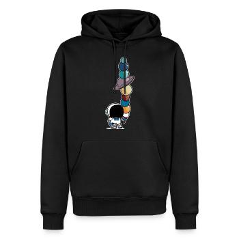 Astronaut mit Sonnensystem Planeten Eis Astronomie - Männer Premium Bio Hoodie - Schwarz - Vorne - Nico (187cm)