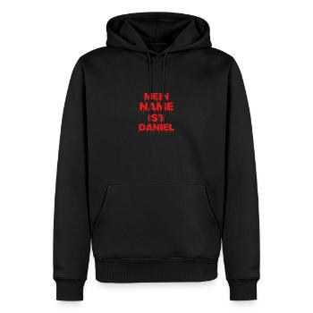 Daniel - Männer Premium Bio Hoodie - Schwarz - Vorne - Nico (187cm)