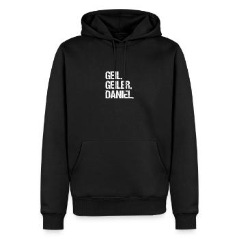 Daniel - Männer Premium Bio Hoodie - Schwarz - Vorne - Nico (187cm)