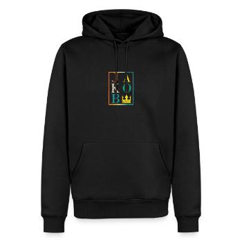 Jacob - Men’s Premium Organic Hoodie - black - Front - Nico (187cm)