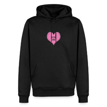 Kiss me - Men’s Premium Organic Hoodie - black - Front - Nico (187cm)