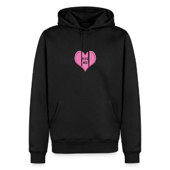 Hug me - Men’s Premium Organic Hoodie - black - Front - Nico (187cm)
