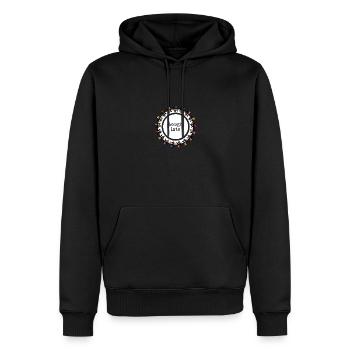 Laugh lots - Men’s Premium Organic Hoodie - black - Front - Nico (187cm)