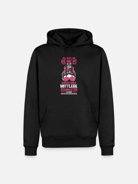 Super coole mittlere Schwester - Männer Premium Bio Hoodie - Schwarz