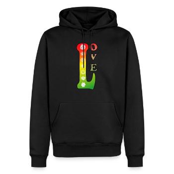 Love Flower Power 70th Retro - Männer Premium Bio Hoodie - Schwarz - Vorne - Nico (187cm)
