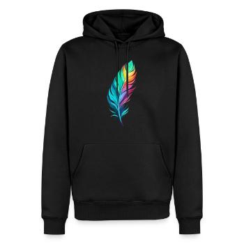 FEDER - Männer Premium Bio Hoodie - Schwarz - Vorne - Nico (187cm)
