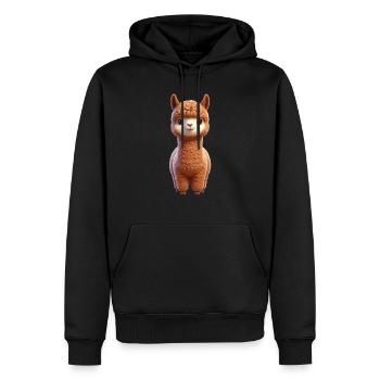 Alpaka 2 - Männer Premium Bio Hoodie - Schwarz - Vorne - Nico (187cm)
