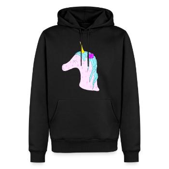 idée cadeau licorne licorne rose magique - Sweat à capuche Premium bio Homme - noir - Devant - Nico (187cm)