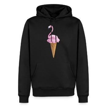 Flamant avec de la crème glacée - Sweat à capuche Premium bio Homme - noir - Devant - Nico (187cm)