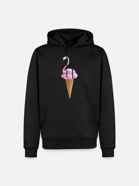 Flamingo mit Eiscreme - Männer Premium Bio Hoodie - Schwarz