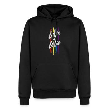 Aime aimer - LGBT - Sweat à capuche Premium bio Homme - noir - Devant - Nico (187cm)