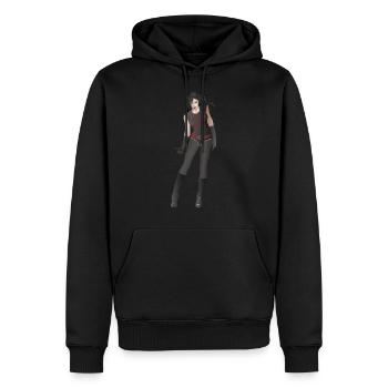 MÄDCHEN IN SCHWARZ - Hommage an Milo Manara - Männer Premium Bio Hoodie - Schwarz - Vorne - Nico (187cm)