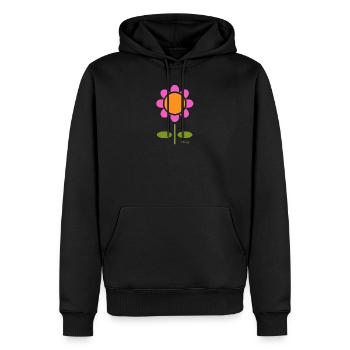 Retro Blume - Männer Premium Bio Hoodie - Schwarz - Vorne - Nico (187cm)