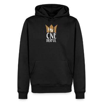 M. One Derful - Sweat à capuche Premium bio Homme - noir - Devant - Nico (187cm)