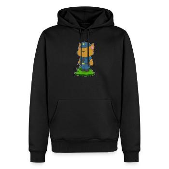 Katze Polizist Mikrofon Polizei - Männer Premium Bio Hoodie - Schwarz - Vorne - Nico (187cm)