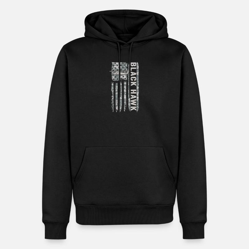 Hélicoptère militaire Black Hawk avec American - Sweat à capuche Premium bio Homme - noir