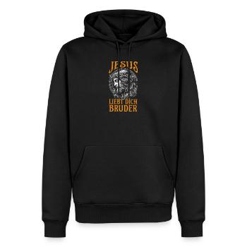 Citation de Jesus Loves You Brother Christian - Sweat à capuche Premium bio Homme - noir - Devant - Nico (187cm)