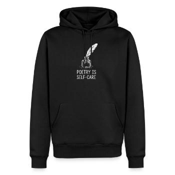 La poésie comme soin de soi - Sweat à capuche Premium bio Homme - noir - Devant - Nico (187cm)