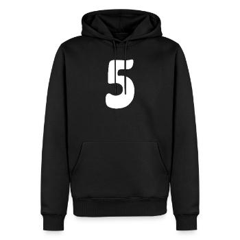 Cinq : Chiffre minimaliste 5 | Cinquième - Sweat à capuche Premium bio Homme - noir - Devant - Nico (187cm)