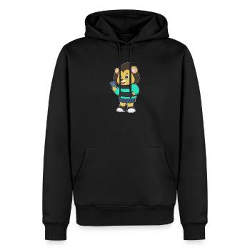 Lion Smartphone - Men’s Premium Organic Hoodie - black - Front - Nico (187cm)