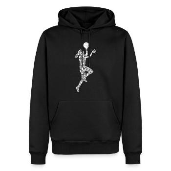 Symboles de basket-ball Fille Joueur de basket-ball - Sweat à capuche Premium bio Homme - noir - Devant - Nico (187cm)