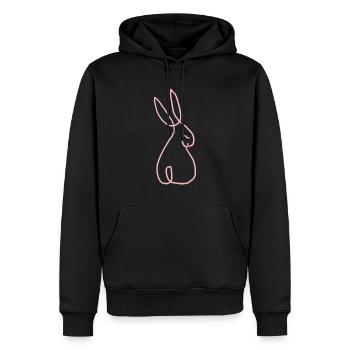 Rosa Hase - Männer Premium Bio Hoodie - Schwarz - Vorne - Nico (187cm)