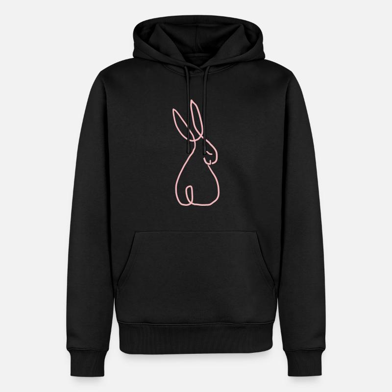 Lapin rose - Sweat à capuche Premium bio Homme - noir