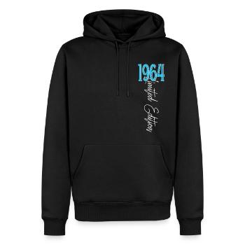 1964 Vintage anniversaire drôles dictons - Sweat à capuche Premium bio Homme - noir - Devant - Nico (187cm)
