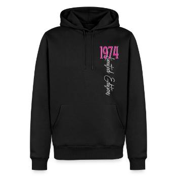 1974 Vintage anniversaire drôles dictons - Sweat à capuche Premium bio Homme - noir - Devant - Nico (187cm)
