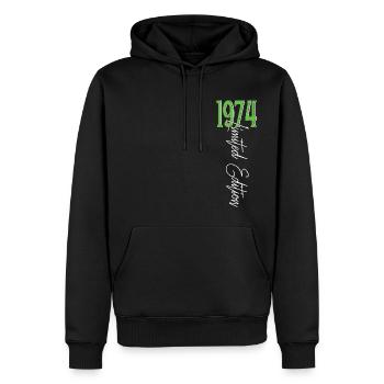 1974 Vintage anniversaire drôles dictons - Sweat à capuche Premium bio Homme - noir - Devant - Nico (187cm)